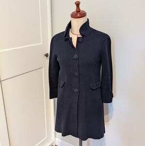 J. Crew Vintage Navy Blue Trench Jacket Size Small 100% Cotton Waffle 3/4 Sleeve